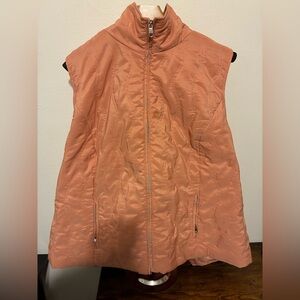 CJ Banks Peach Quilted Zip-Front Vest
